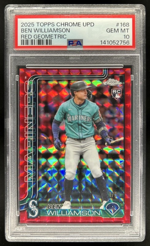 2025 Topps Chrome Update Ben Williamson RC Red Geometric Refractor #/5 PSA 10
