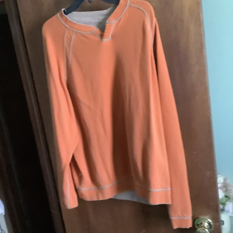 Tommy Bahama Reversible Shirt Mens XL /Orange/Beige  Long Sleeve