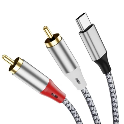 USB C to 2 RCA Stereo Adapter Cable, TYPC to 2 RCA Audio Cable, Suitable for ... - Photo 1/4