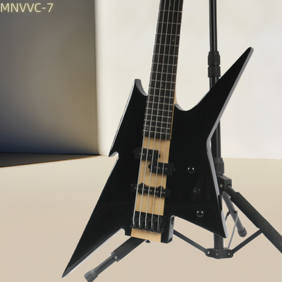 #ad 5 String Neck Thru Body Black Electric Bass Guitar Lightning Shape Black Parts $275.00