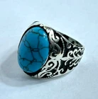 Premium 925 Sterling Silver Ring - Natural Turquoise Gemstone - 8g - Size 10 US