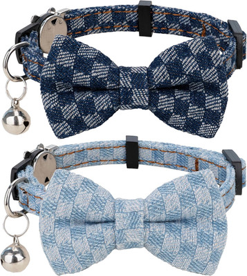 Cat Collar Breakaway Bowtie Safety with Bell Adjustbale Kitten Puppy Solid Plaid