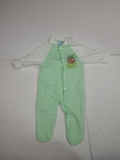 Vtg Toddletime Pajamas Size 6-9 Months Jc Penney's Green Footed Pajamas Apple