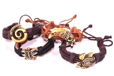 Tribal Leather Bracelet Adjustable Boho Unisex Wristband