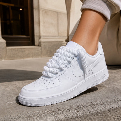   Nike Air Force 1 Custom Weiss Kordel Sneaker Thick White Rope Laces 8mm 120cm