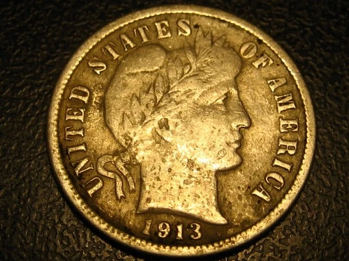 1913-P 90% Silver Barber Dime Fine