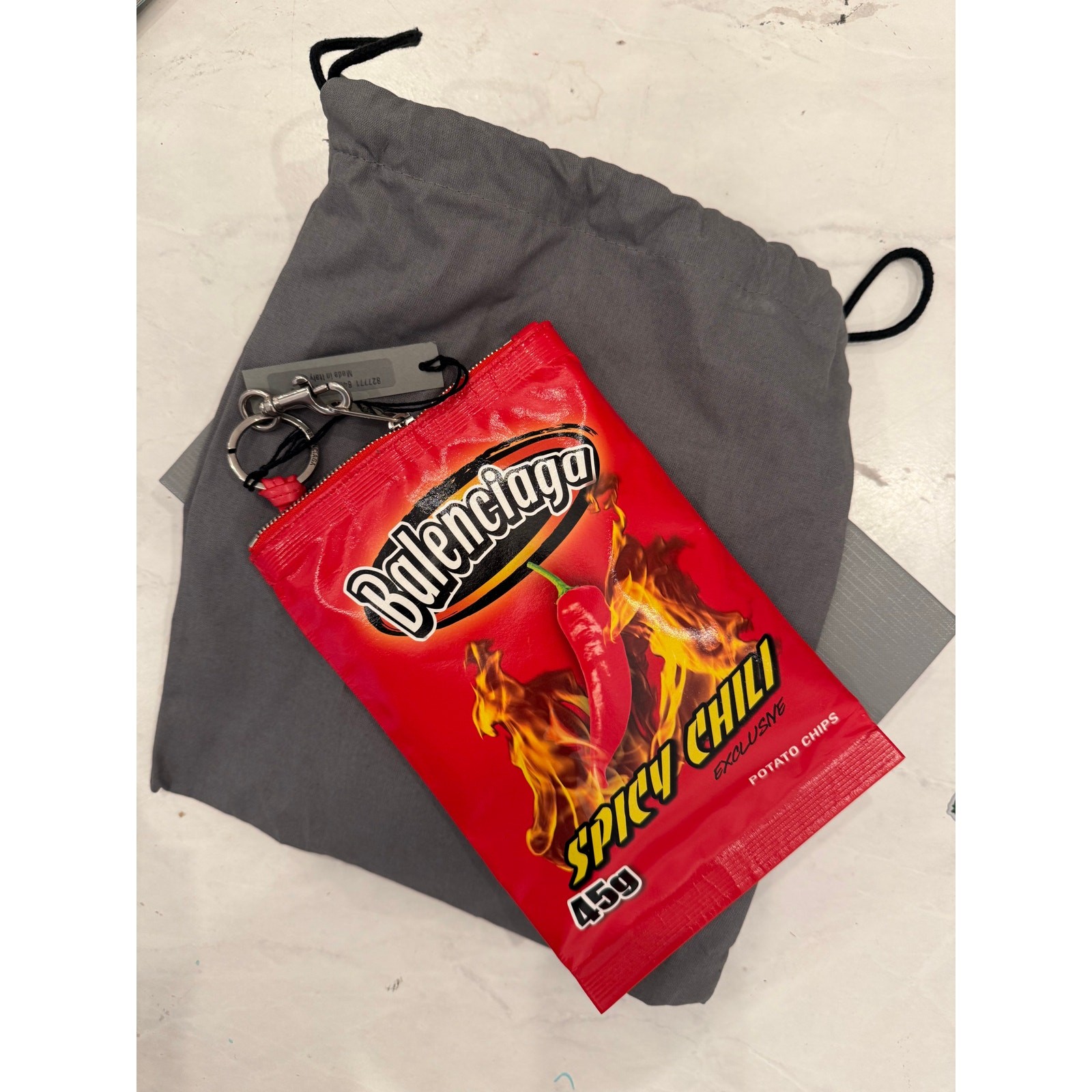 Balenciaga Chips Phone Holder Pouch in Red