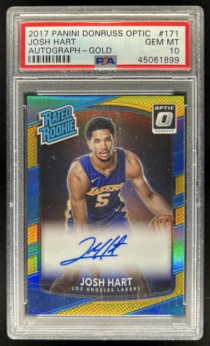2017-18 Panini Donruss Optic Josh Hart Rated Rookie Gold RC Auto #/10 PSA 10