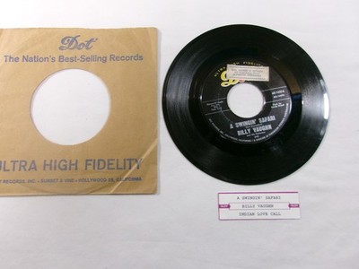 BILLY VAUGHN A SWINGIN SAFARI/INDIAN LOVE CALL DOT REC VINYL 45