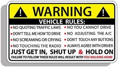6.4x3.5 Inch Safety Rules Warning Decal for Car Passenger Vehicle Window Bumper