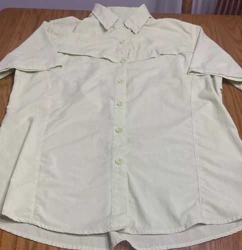 Bimini Bay Fish Outdoors Youth Size L Shirt Neon Green Short Sleeve Vented - Picture 2 of 7