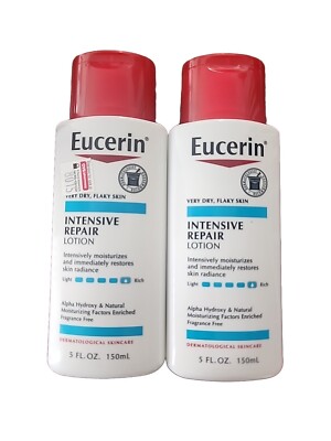 (2) Eucerin 48HR Hydration Fragrance Free INTENSIVE REPAIR Lotion-5oz. Each