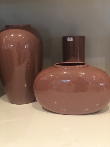 Royal Haeger Vintage 1980s MCM Oblong Cylinder Vases Mauve Pink Dusty Rose - Picture 6 of 7