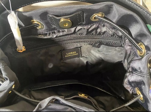 NWT RALPH LAUREN Ralph Womens Bag Black One Size Nylon Debby Drawstring - 第 10/10 張圖片
