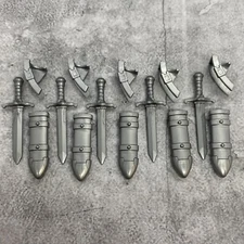5pack Gray Sword & Sheath Blocks Weapons Accessories for Minifigures C46955