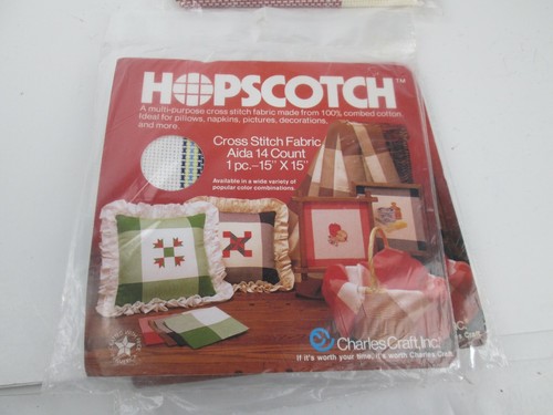Lot of 3 Vtg Hopscotch Cross Stitch Fabric Aida 14 Ct. 15" X 15" NWT - Picture 3 of 5