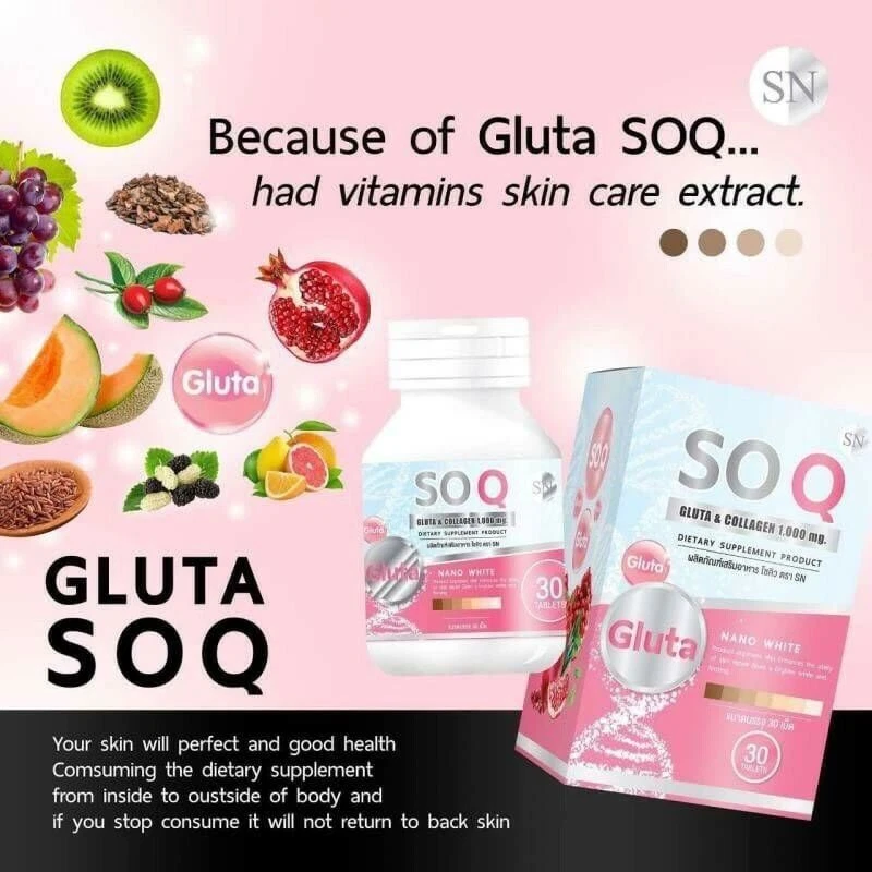 3X SOQ Gluta Nano Collagen 10000mg Reduces Dark Spots Freckle Whitening +TrackNo - Image 2 of 4