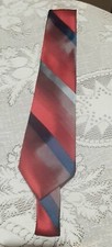 A. Foxx Ltd. Mens red blue gray striped tie made in USA