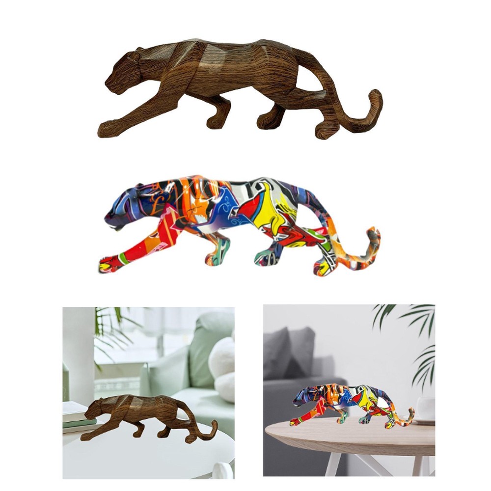 Leopard Statue Leopard Figurine Walking Leopard Ornament Sculpture for Mantel