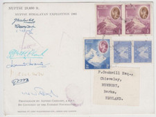 Stamps 1961 NEPAL Nuptse Himalayan Expedition postcard signed by climbers, rare
