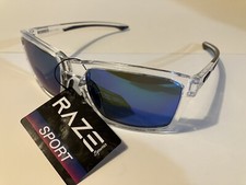 RAZE Eyewear Sunglasses Journey mirrored blue lens clear frame 26922
