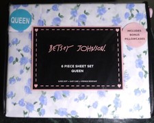 NEW Betsey Johnson 6 Pc Queen Sheet Set Blue Roses Blue Flowers Flower Rose