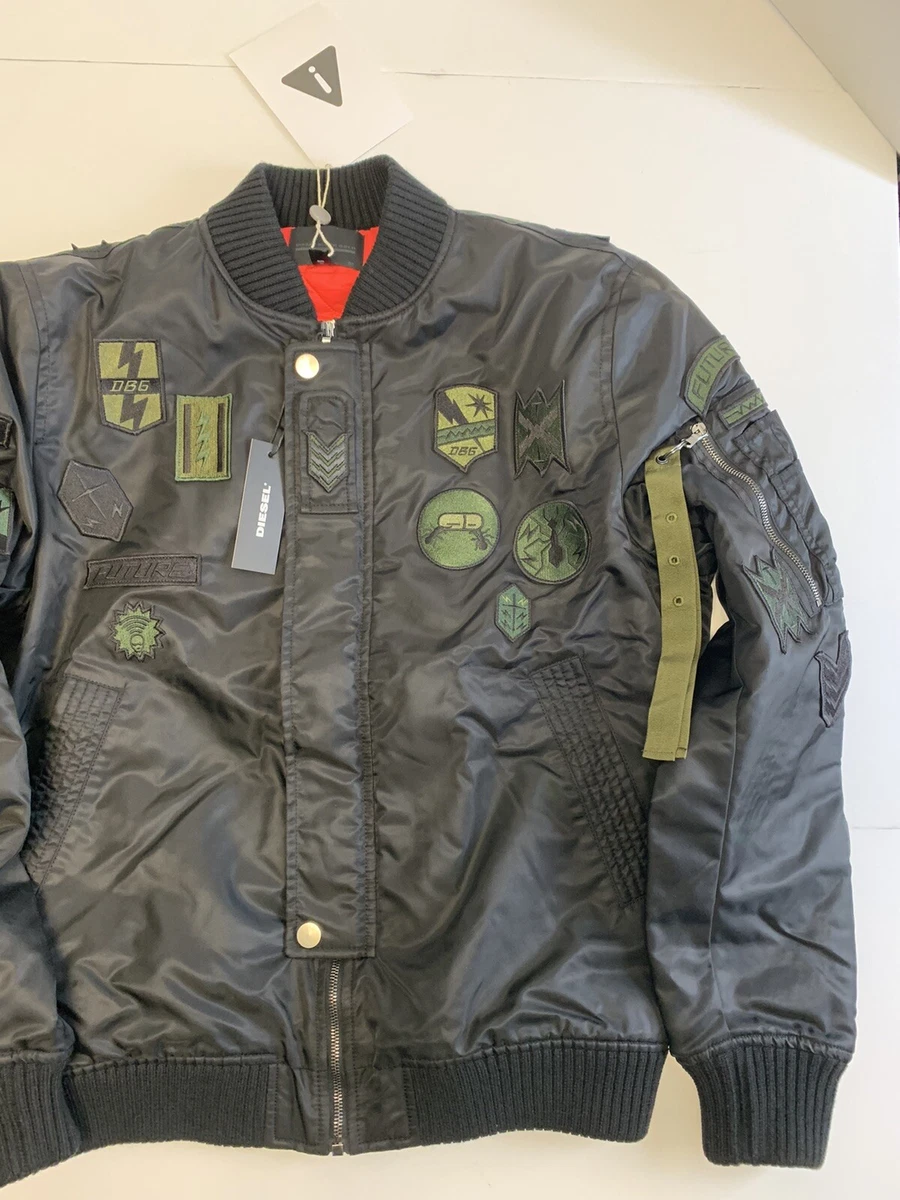 DIESEL BLACK GOLD W-LOVICH Mens BOMBER MOTORCYCLE Jacket Black Sz 52 XL