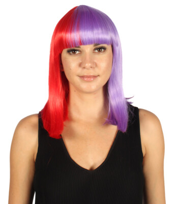 Two-tone Red and Purple Medium Bob Wig HW-3285