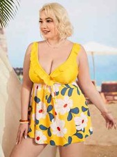 Plus Floral Ruffle Trim Bikini Swimsuit Size 16 New