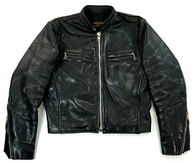 VANSON Comet US Vintage Biker Motorrad Lederjacke Schwarz 46 S-M