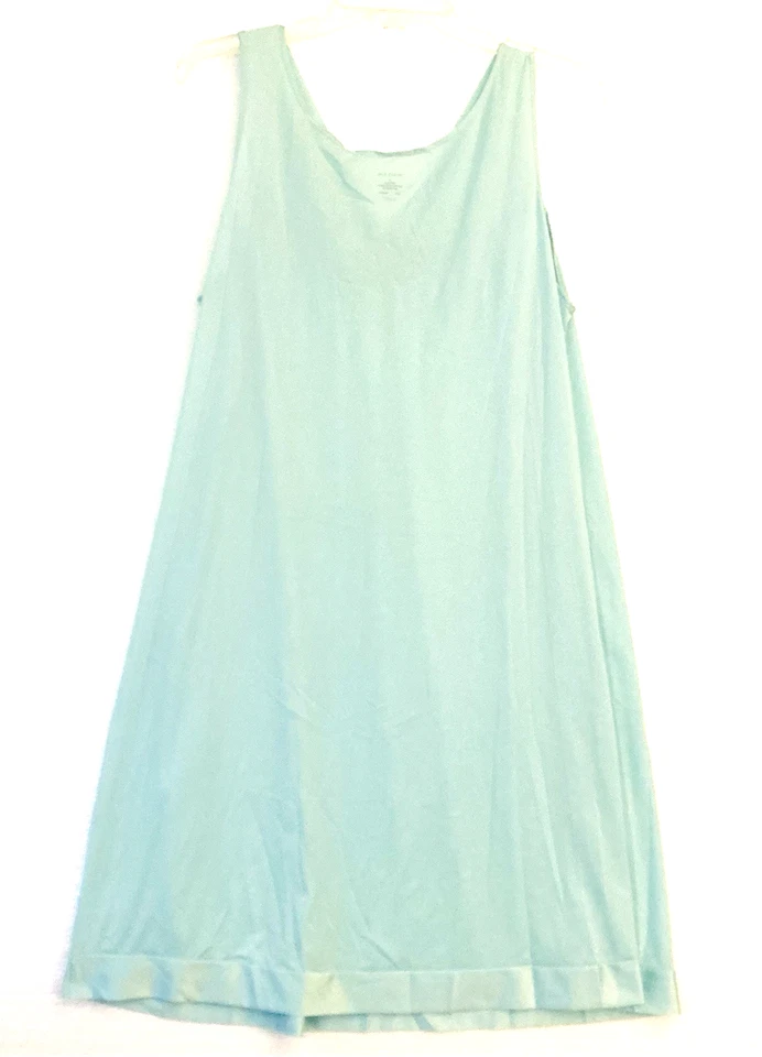 Vintage Vanity Fair Short Nightgown M Green Sleeveless Floral Appliqué USA Retro - Image 3 of 4