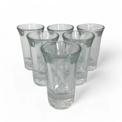 Set of 6 Heavy SHOT GLASSES Liquor Tequila Whiskey Barware Weighted Vintage