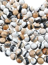 Warm Australian Zebra Jasper 8mm Round Beads 15" Strand Tan White Brown