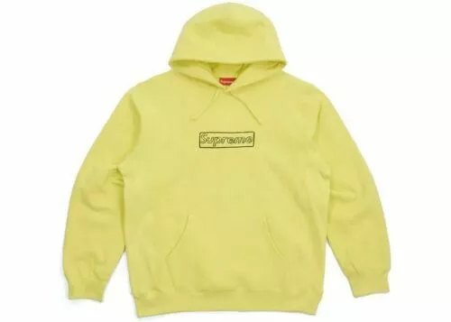 Supreme Kaws Chalk Box Logo Hooded Sweatshirt Yellow Small IN HAND