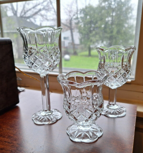 Home Interiors and Gifts 3 Piece Stemmed Candle Holder Set Homco 1122-BD Vintage - Picture 1 of 11