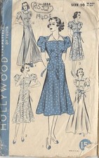 1940s Vintage Sewing Pattern B38 DRESS HOUSE BEACHCOAT R552 Hollywood pattern