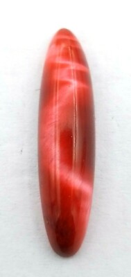 NOS Cats Eye Tigers Eye RED Dyed Cabochon Large Oval Stone 27 mm x 6.5 mm  #J201