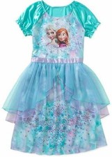 Disney Frozen Elsa Anna Fantasy Short Sleeve Nightgown Pajama Girl Size 7/8
