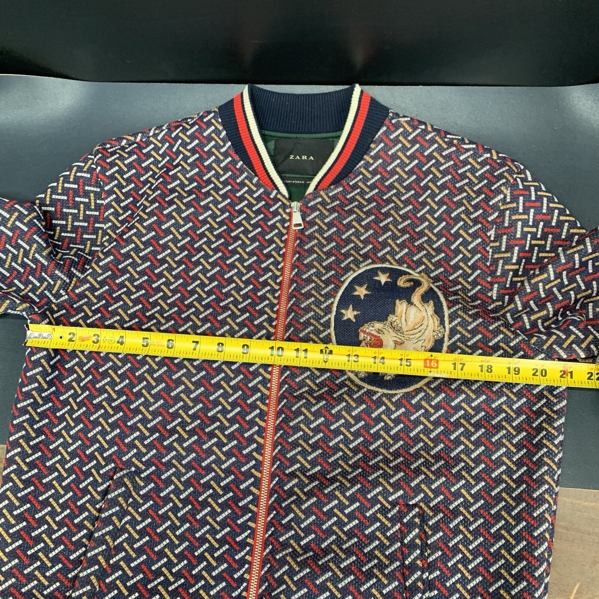Zara Bomber Jacket Jacquard Pattern Rare Men's Size Medium