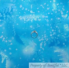 BonEful Fabric FQ Cotton Quilt Bright Aqua Blue Flower Blender Texture Fern Leaf