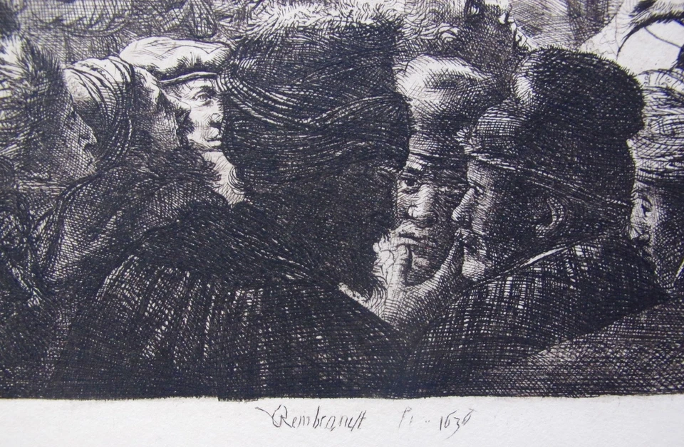 Grabado artístico firmado en placa Amand Durandt Cristo antes de Pilato de Rembrandt Foto 3 de 4