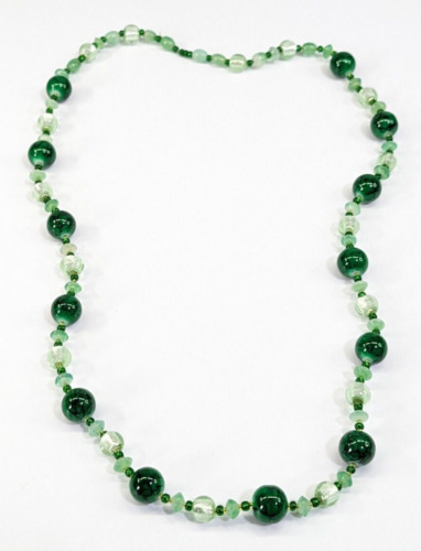 Vintage Green Glass Crystal Beaded Statement Stat… - image 1