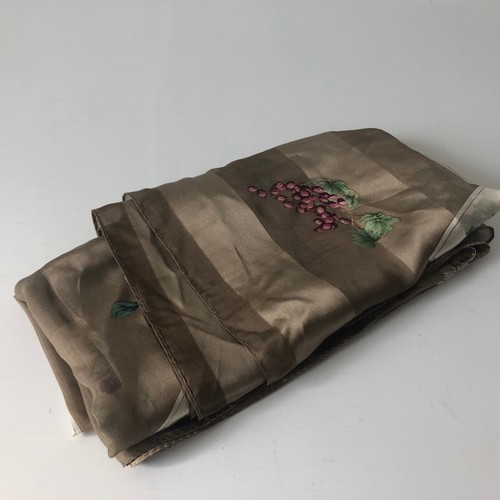 Laura Ashley Scarf Silk Large Beige Brown Background with Berries 35" Square - Picture 12 of 12