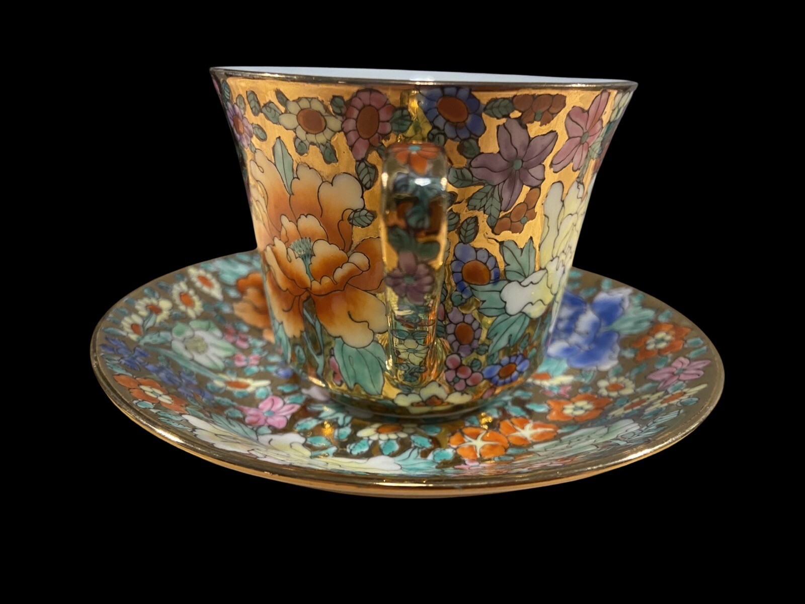 Chintz MilleFleurs Floral Chinese Set -Tea Cup & Saucer Maker Mark Set of 5 VGC