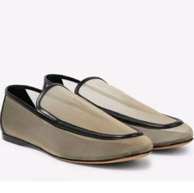 KHAITE Women's Alessia Leather Trimmed Mesh Loafers EU 39.5 US 9.5 Org $1,080