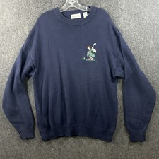 Vintage Izod Sweater Men's Extra Large Navy Blue Cotton Golf Embroidered Preppy
