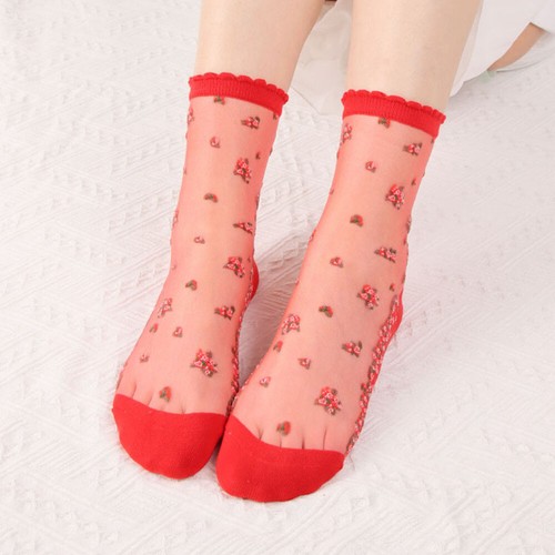 1 Paar Seide In Kristallseide Frauen Kurze Socken In Baumwollstätten Socken F ↓ - Bild 14 von 28