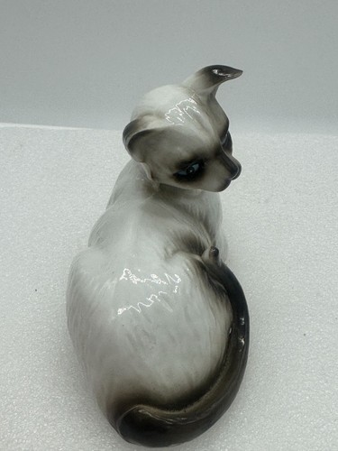Estatuilla de gato siamés vintage de porcelana bisque - Imagen 3 de 9