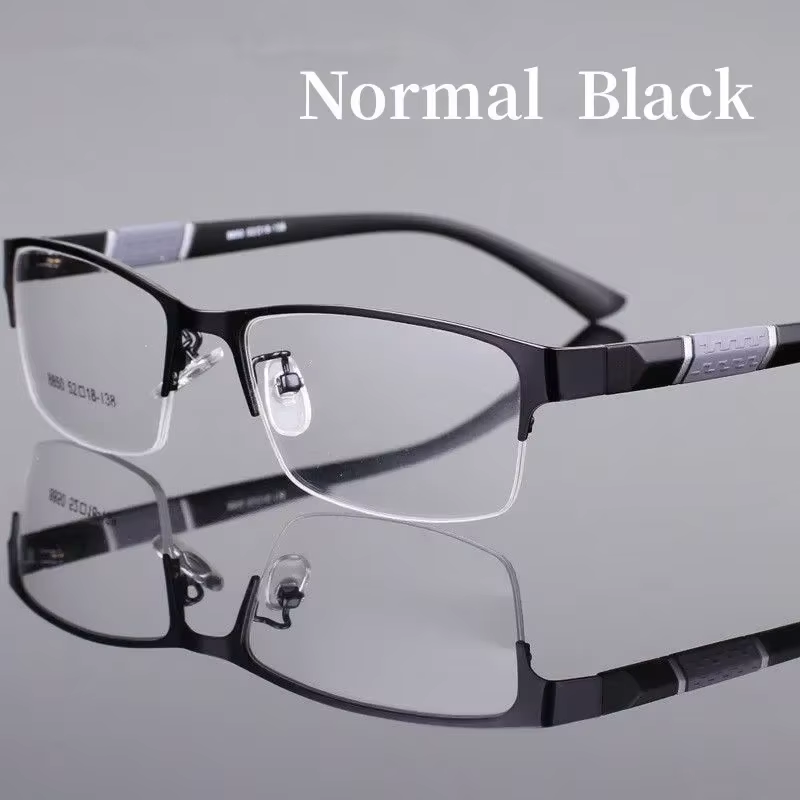 Business Men'S Photochromic Myopia Glasses Unisex Half Frame Square near Sight E