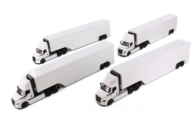 BOX OF 4 FREIGHTLINER ECASCADIA WITH CONTAINER 1/60 DIECAST CAR KINSMART 1303DW